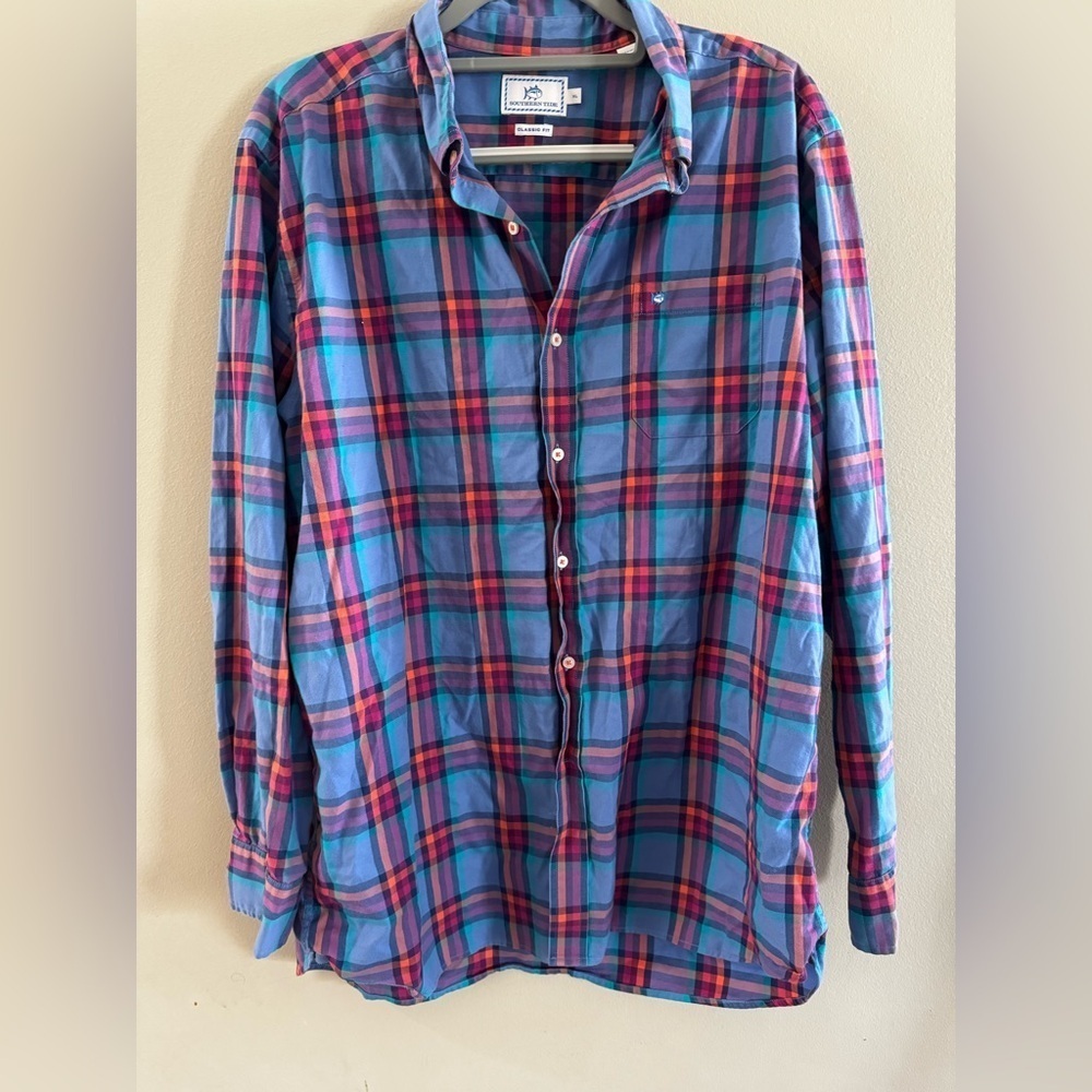Southern Tide Vibrant Plaid Button Down Shirt | Classic Fit | Men’s size XL